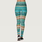 Türkises Oranges Muster Leggings (Rückseite)
