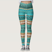 Türkises Oranges Muster Leggings (Vorderseite)