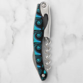 Türkises Strudeldesign Kellnermesser (Rückseite)
