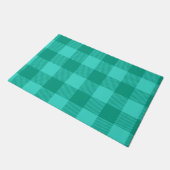 Türkises und Blaugrünes Gingham Karo Design  Fußmatte (Schrägansicht)
