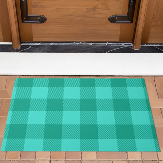 Türkises und Blaugrünes Gingham Karo Design  Fußmatte
