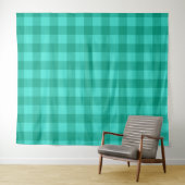 Türkises und Blaugrünes Gingham Karo Design Wandteppich (Beispiel (Horizontal))