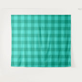 Türkises und Blaugrünes Gingham Karo Design Wandteppich (Vorderseite (Horizontal))
