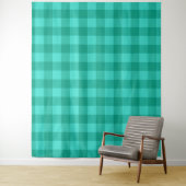 Türkises und Blaugrünes Gingham Karo Design Wandteppich (Beispiel)