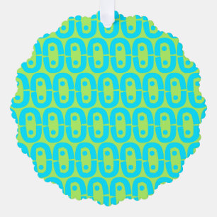 Türkises und Limettengrün geometrisches Muster Ornament Karte