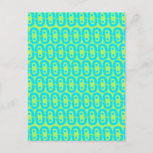 Türkises und Limettengrün geometrisches Muster Postkarte