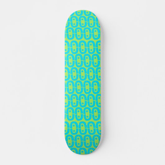 Türkises und Limettengrün geometrisches Muster Skateboard (Vorne)