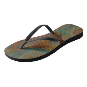 Türkises und Rostfarbenes Abstrakt Badesandalen