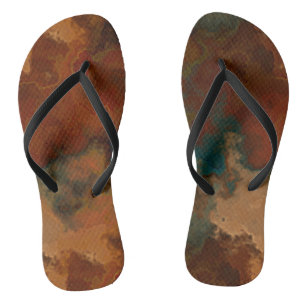 Türkises und rostfarbenes Marmor-Abstrakt Badesandalen