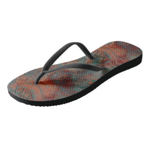Türkises und rotes Marmorwirbel-Abstrakt Badesandalen