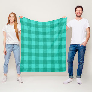 Türkises und Türkisblaues Gingham-Karo-Design  Fleecedecke