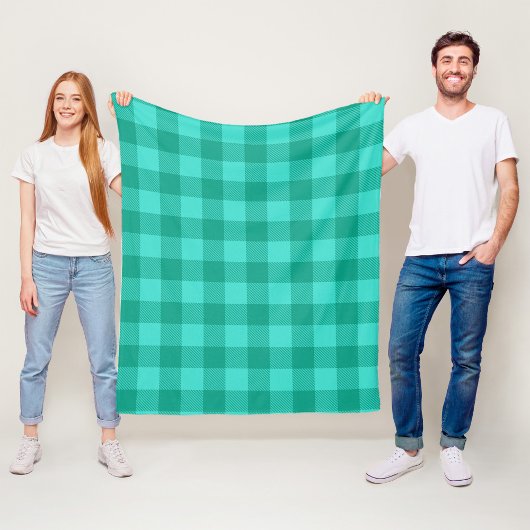 Türkises und Türkisblaues Gingham-Karo-Design Fleecedecke