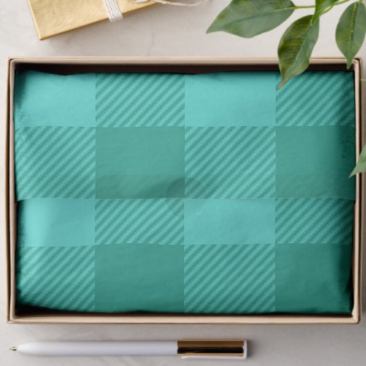 Türkises und Türkises Gingham Karo Design Seidenpapier