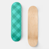 Türkises und Türkises Gingham Karo Design Skateboard (Vorderseite)
