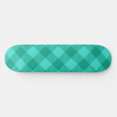 Türkises und Türkises Gingham Karo Design Skateboard (Horizontal)