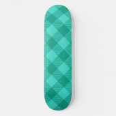 Türkises und Türkises Gingham Karo Design Skateboard (Vorderseite)