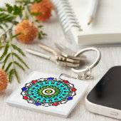 Türkises Zen-Mandala Schlüsselanhänger (Vorderseite rechts)
