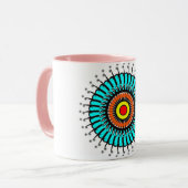 Türkises Zen-Mandala Tasse (Vorderseite Links)