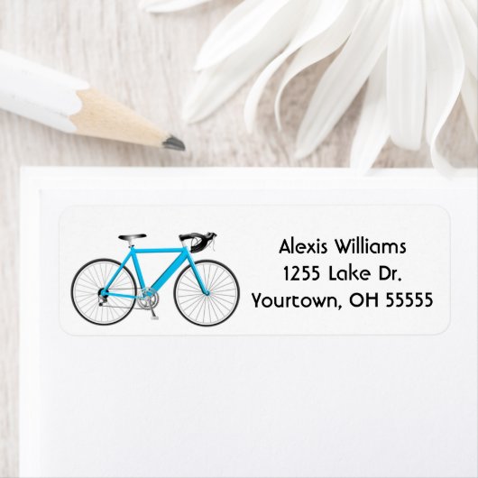 Türkisfahrrad auf weißem Etikett (Insitu)