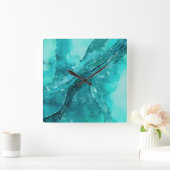 Türkisfarben Abstrakt Quadratische Wanduhr (Zuhause)