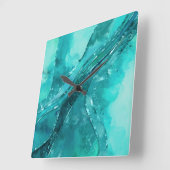 Türkisfarben Abstrakt Quadratische Wanduhr (Winkel)