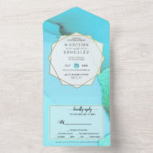 Türkisfarben Abstrakt wunderschön und einladend All In One Einladung (Innen Boden)