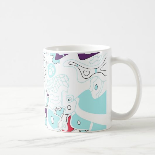 Türkisfarben, Abstrakte Kunst, Tasse (Rechts)