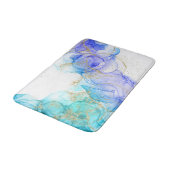 Türkisfarben Alkohol Tinte Wasserfarbe und Gold Badematte (Schrägansicht)