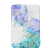 Türkisfarben Alkohol Tinte Wasserfarbe und Gold Badematte (Vorderseite Vertikal)