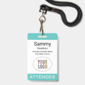 Türkisfarben Antendename Abzeichen Lanyard Reel od Ausweis (Vorderseite mit Lanyard)