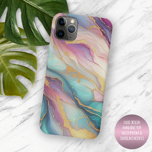 Türkisfarben Aqua Blau Lila Rosa Gold Marmor Kunst Case-Mate iPhone Hülle