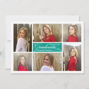 Türkisfarben Aquamarin 6 FotoCollage Custom Abschl Einladung
