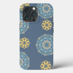 Türkisfarben Aquamarin Blau und Gelb Mandala Kunst Case-Mate iPhone Hülle