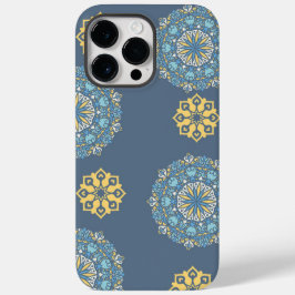 Türkisfarben Aquamarin Blau und Gelb Mandala Kunst Case-Mate iPhone 14 Pro Max Hülle