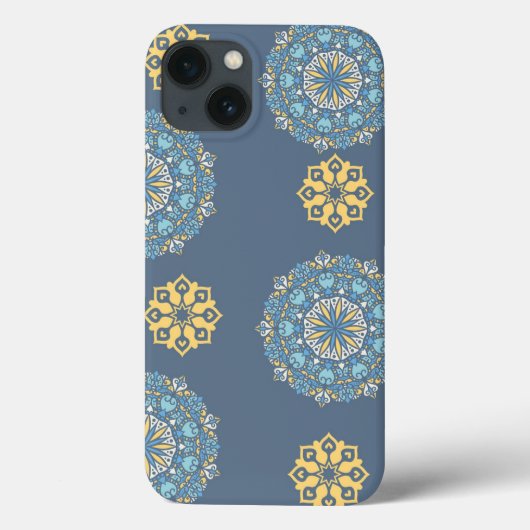 Türkisfarben Aquamarin Blau und Gelb Mandala Kunst Case-Mate iPhone Hülle (Rückseite)
