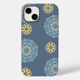 Türkisfarben Aquamarin Blau und Gelb Mandala Kunst Case-Mate iPhone 14 Hülle