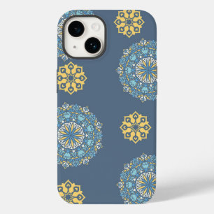 Türkisfarben Aquamarin Blau und Gelb Mandala Kunst Case-Mate iPhone 14 Hülle