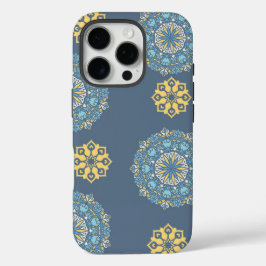 Türkisfarben Aquamarin Blau und Gelb Mandala Kunst iPhone 16 Pro Hülle