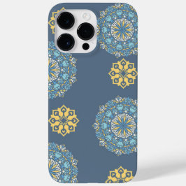 Türkisfarben Aquamarin Blau und Gelb Mandala Kunst Case-Mate iPhone 14 Pro Max Hülle