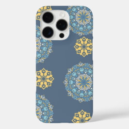 Türkisfarben Aquamarin Blau und Gelb Mandala Kunst iPhone 16 Pro Hülle