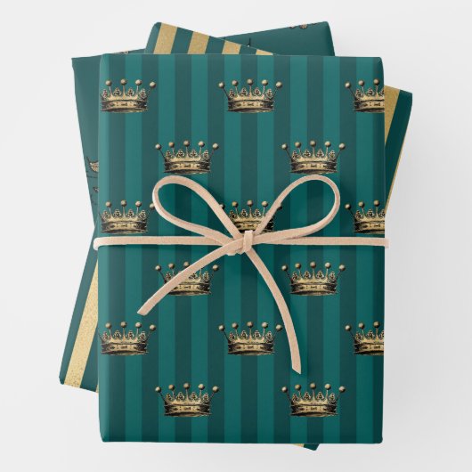 Türkisfarben - Aquamarin und Gold - Thema Paris Geschenkpapier Set (Beispiel)