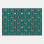 Türkisfarben - Aquamarin und Gold - Thema Paris Geschenkpapier Set (Vorderseite)