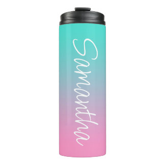 Türkisfarben Aquamarin und rosa Ombre Thermosbecher