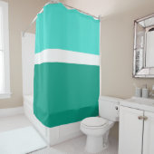 Türkisfarben Aquamarine Farbblockstilgestaltung Duschvorhang (Beispiel)