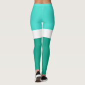 Türkisfarben Aquamarine Farbblockstilgestaltung Leggings (Rückseite)