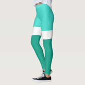 Türkisfarben Aquamarine Farbblockstilgestaltung Leggings (Links)