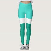 Türkisfarben Aquamarine Farbblockstilgestaltung Leggings (Vorderseite)