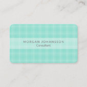 Türkisfarben Aquamariner Karierter Streifen Modern Visitenkarte (Vorderseite)