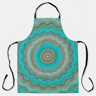 Türkisfarben, beige kreisförmige Muster. Mandala. Schürze