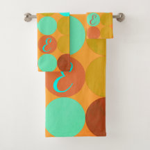 Türkisfarben Blau Grün und Orange Kreise Monogramm